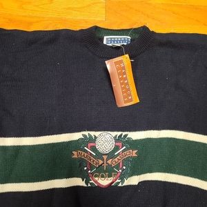 NWT Vintage 90s Embroidered Harbour Classics Golf Knit Sweater Size Large